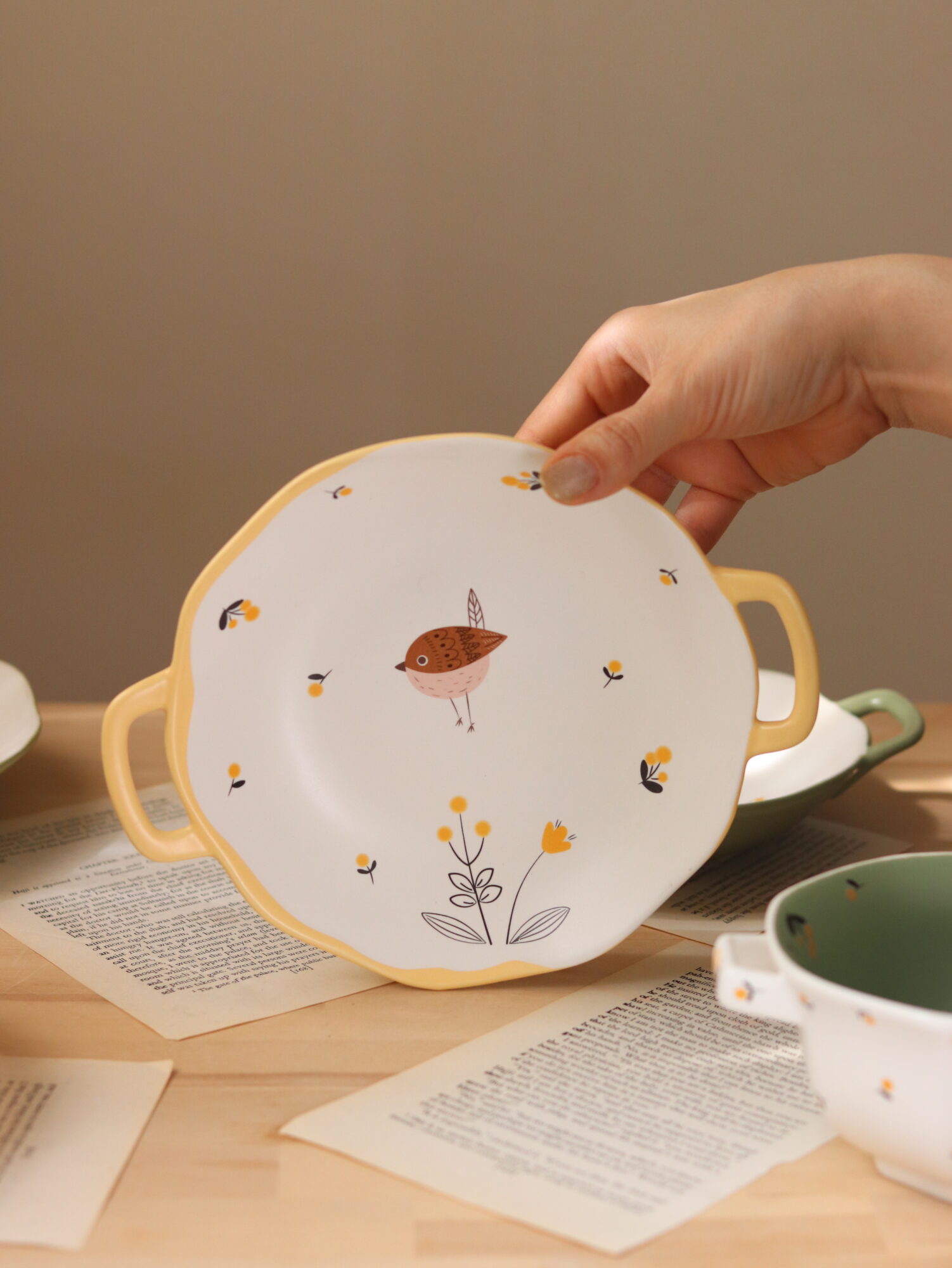 پیش دستی و دیس طرح پرنده
