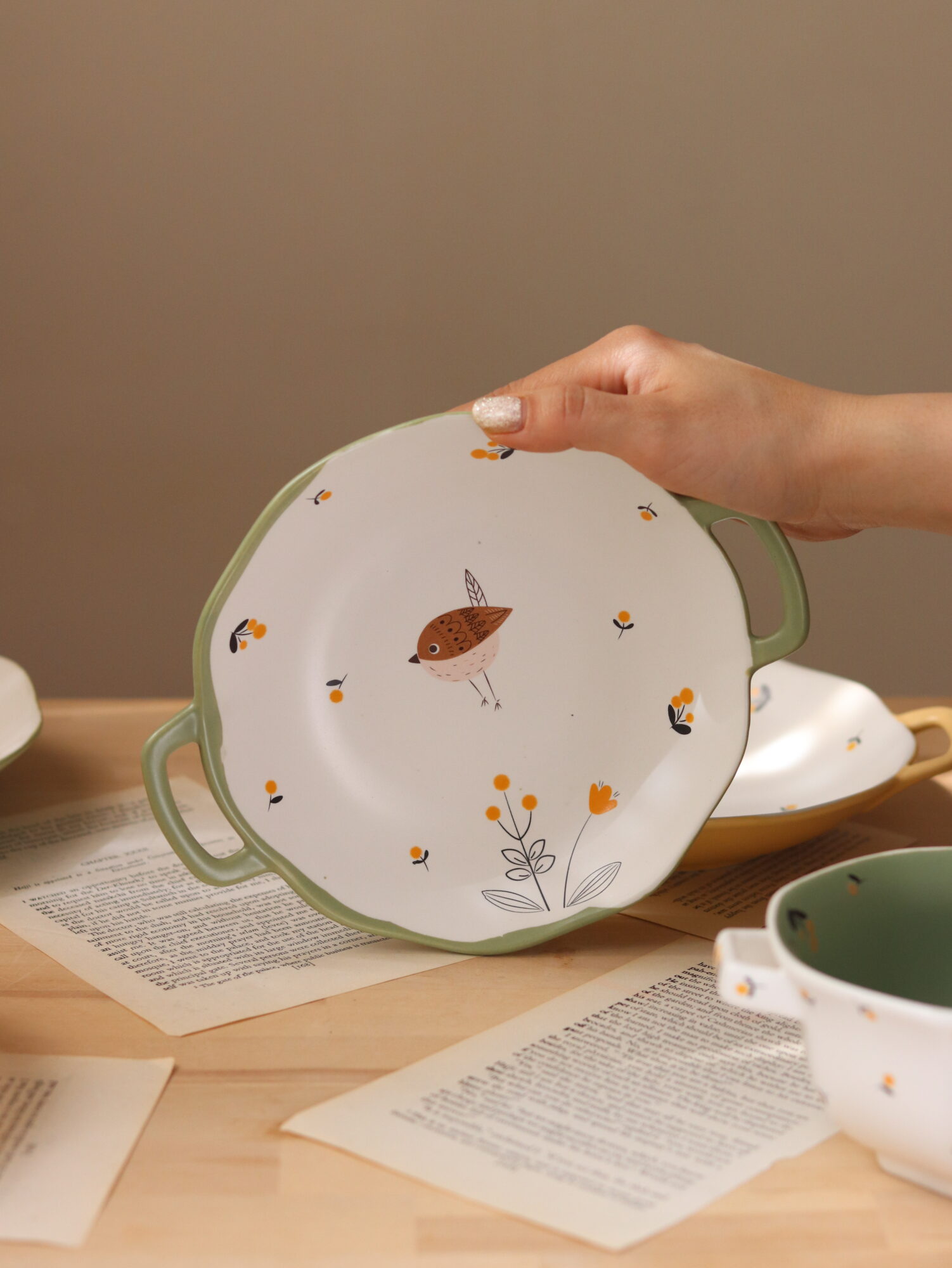 پیش دستی و دیس طرح پرنده