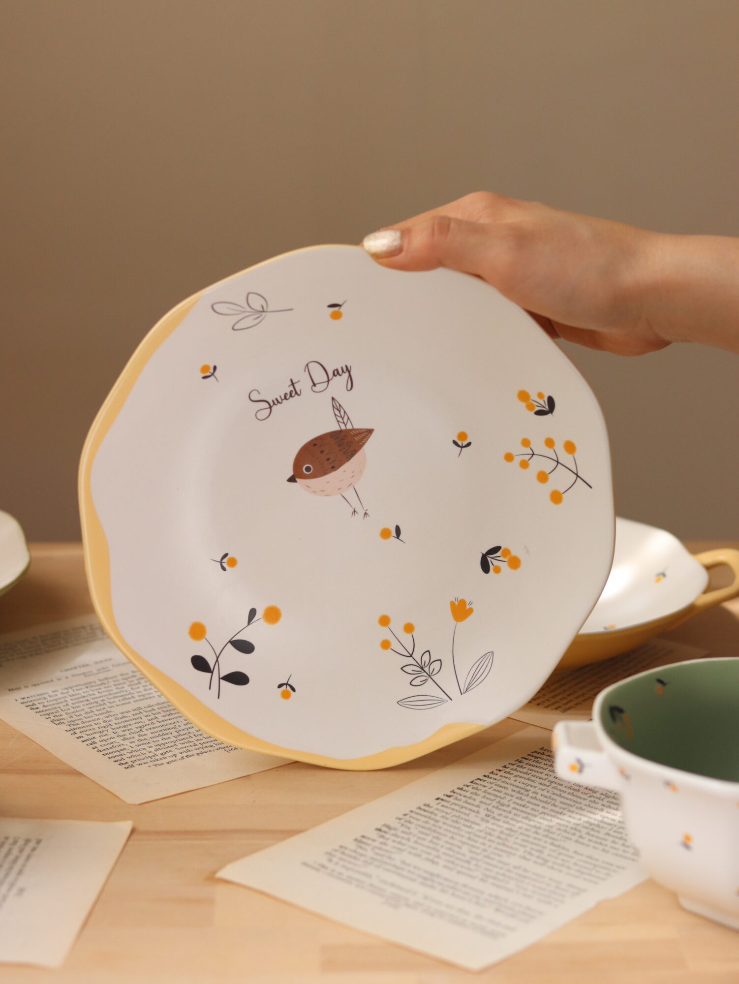 پیش دستی و دیس طرح پرنده